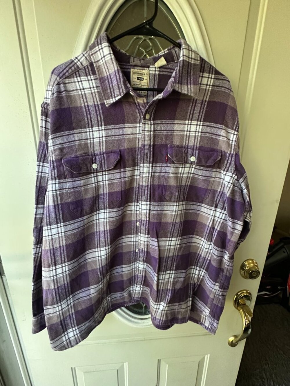 ❗️SOLD Levi's/Levi Strauss Co Men's Jackson Worker Flannel Overshirt, Purple - Picture 2 of 4